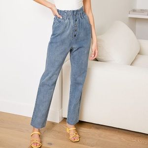 Lulus Medium Wash High-Waisted Denim Pants